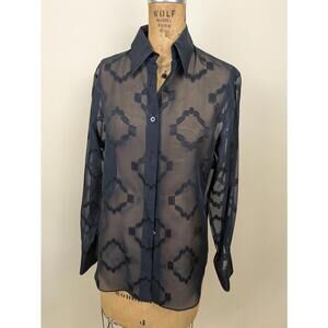 1990's Tom Ford for Gucci black silk sheer jacquard shirt